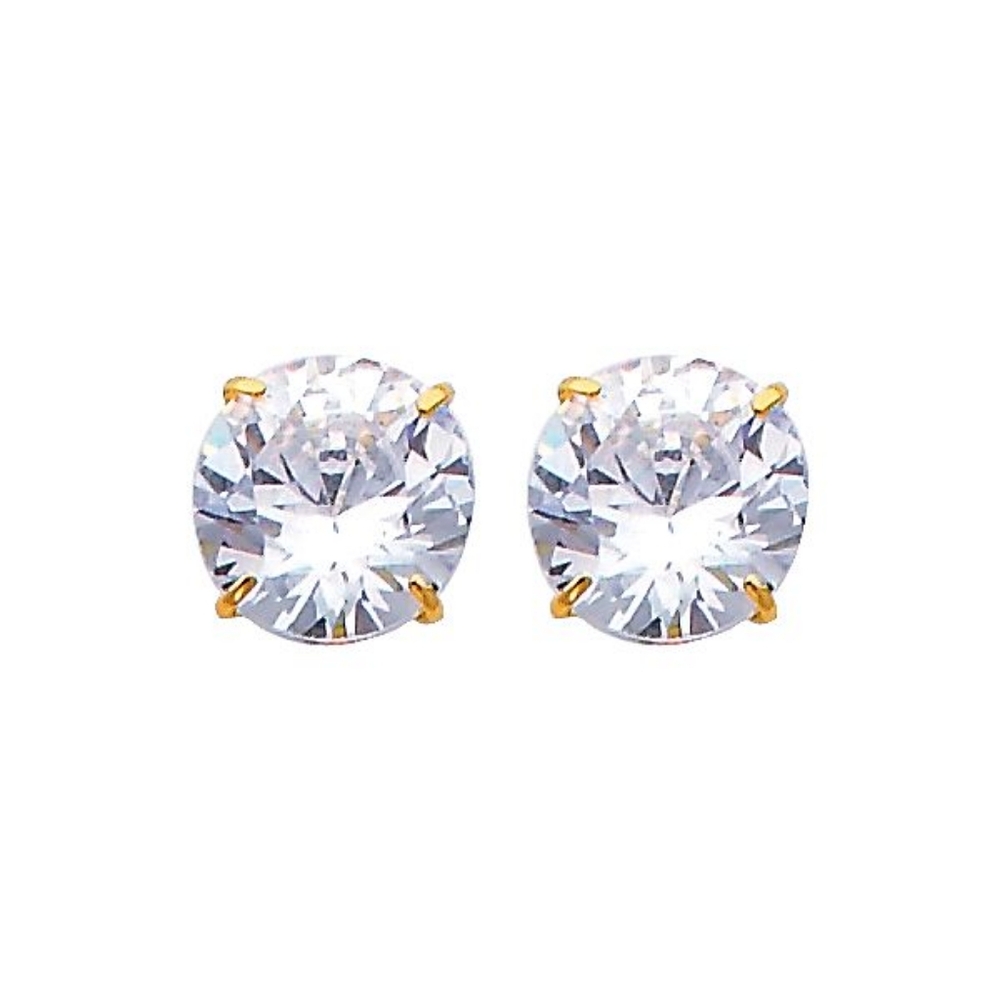 14KT Yellow Gold 8mm Round Basket Stud Earrings
